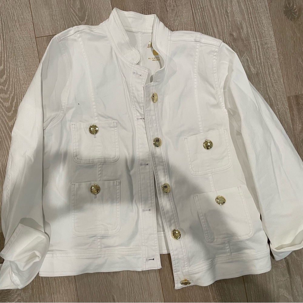 Lilly Pulitzer White Button-Front Utility Jacket